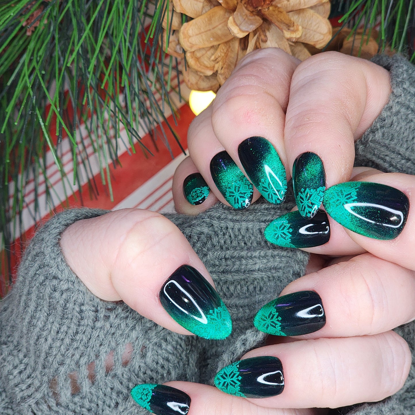 Peek-A-Boo Winter nails