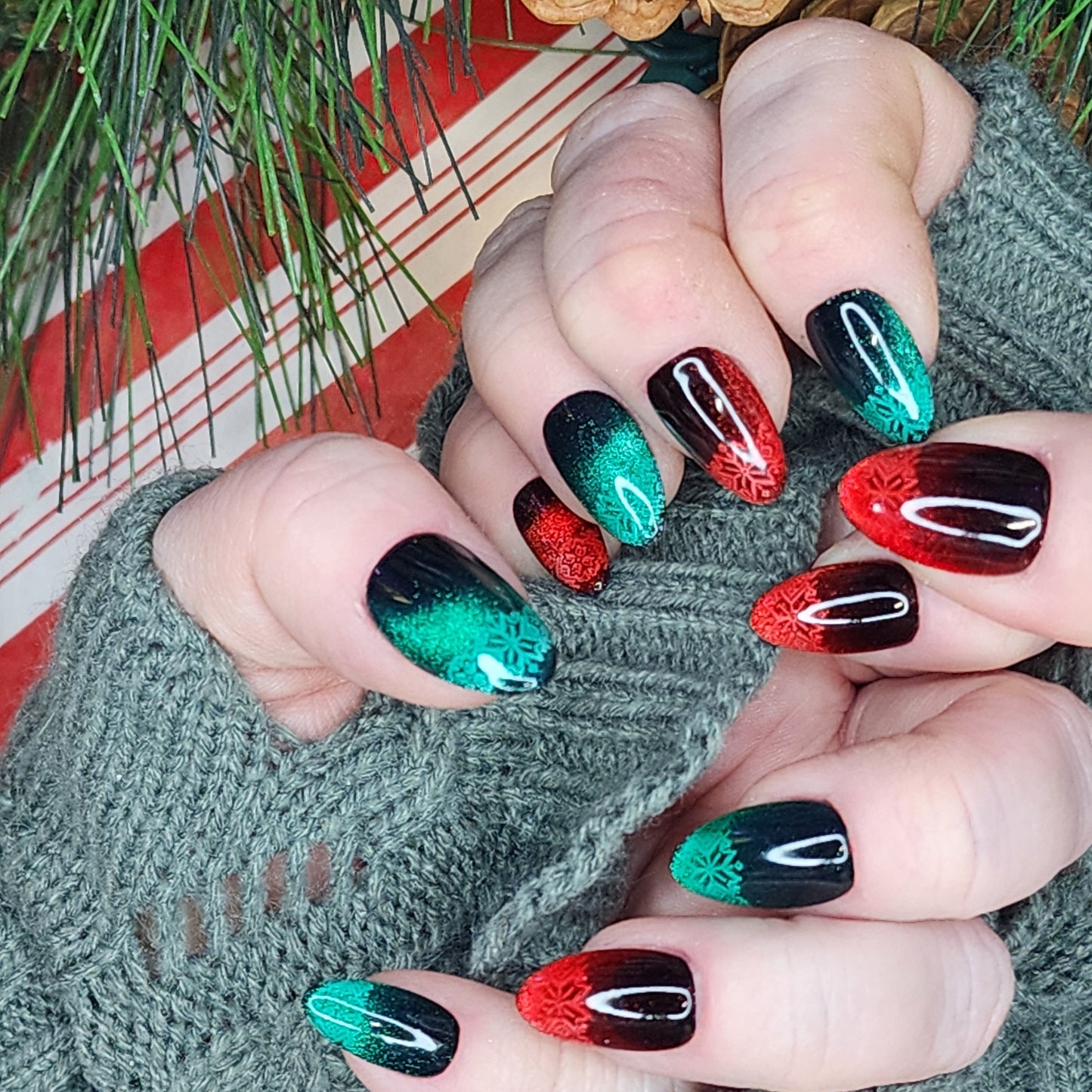 Peek-A-Boo Winter nails
