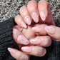 Pink with glitter background. Small miniature candy canes in red and white