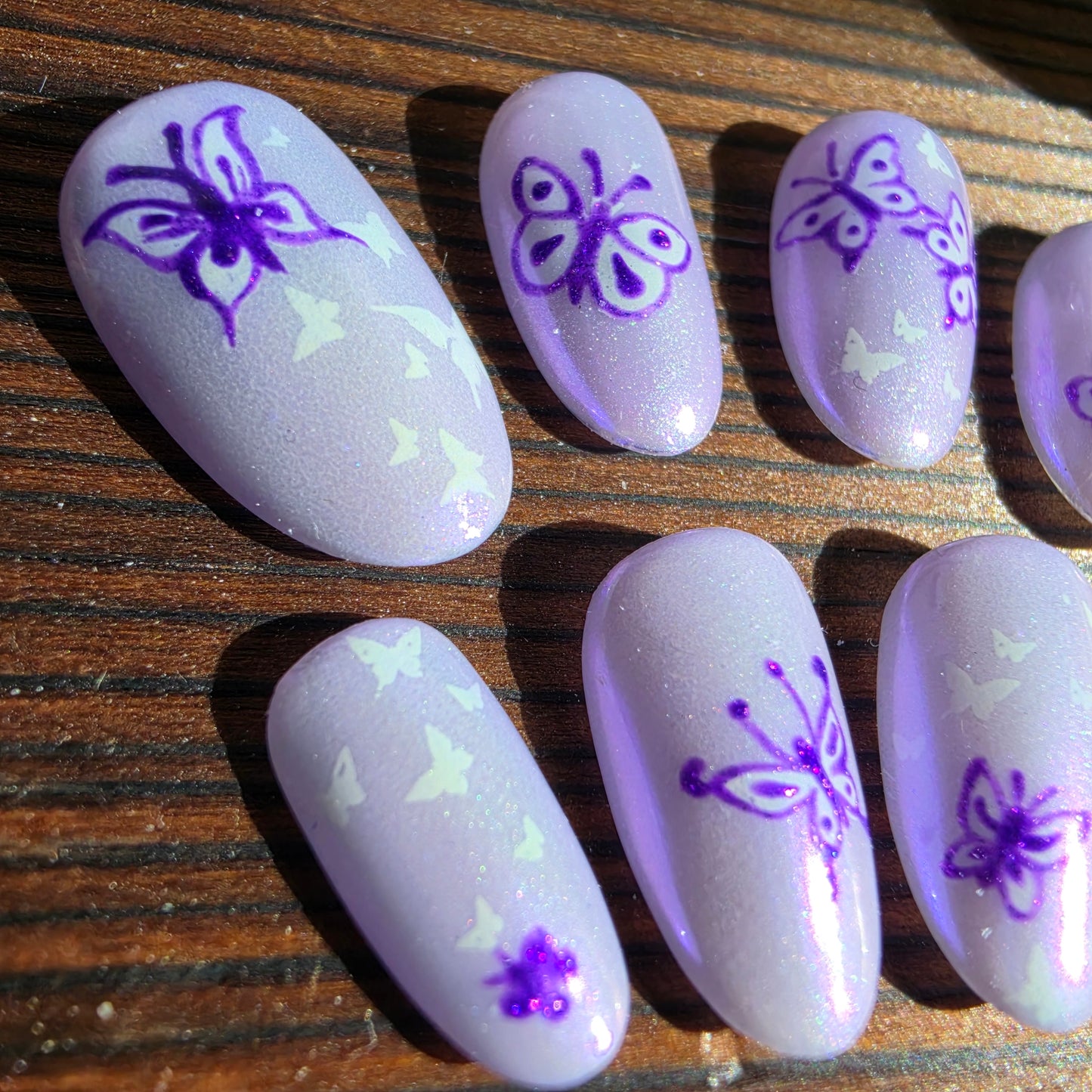 Purple Butterflies - Luxury Press-On Set