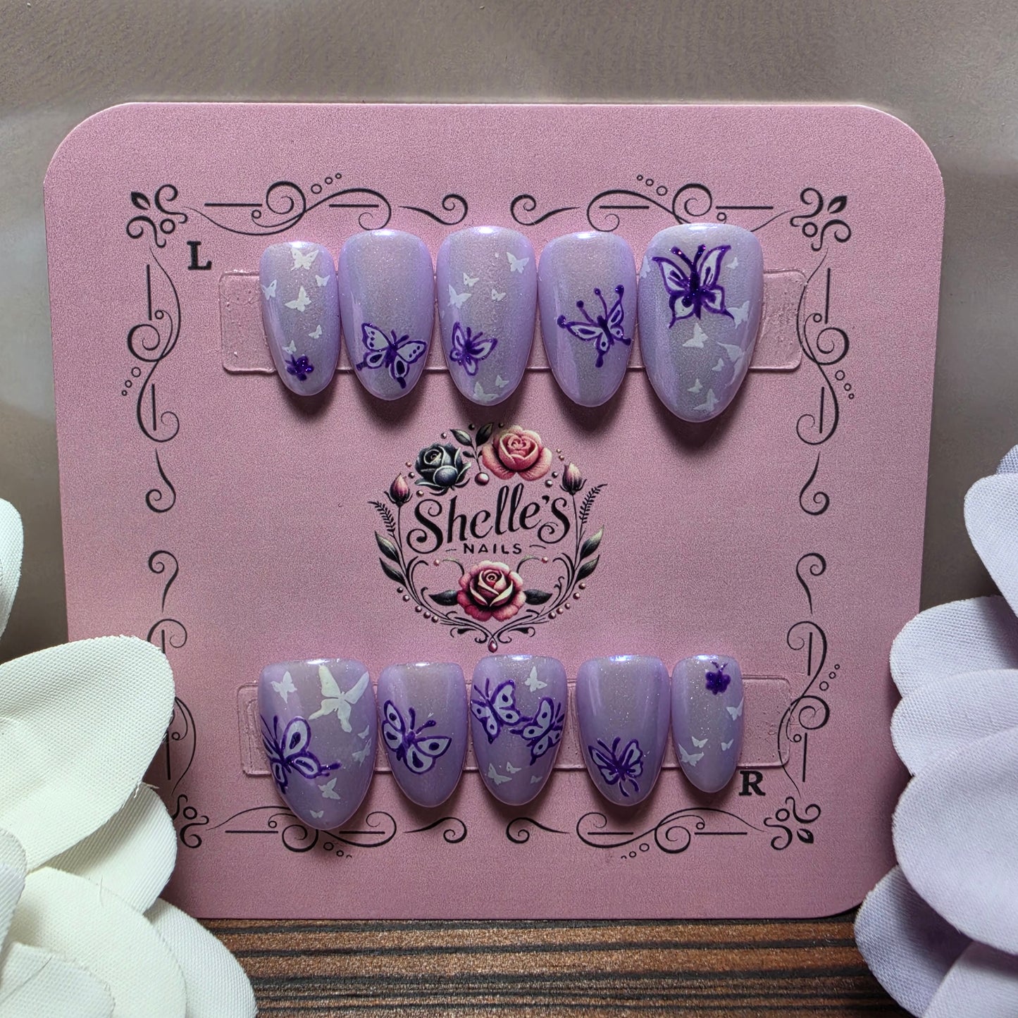 Purple Butterflies - Luxury Press-On Set