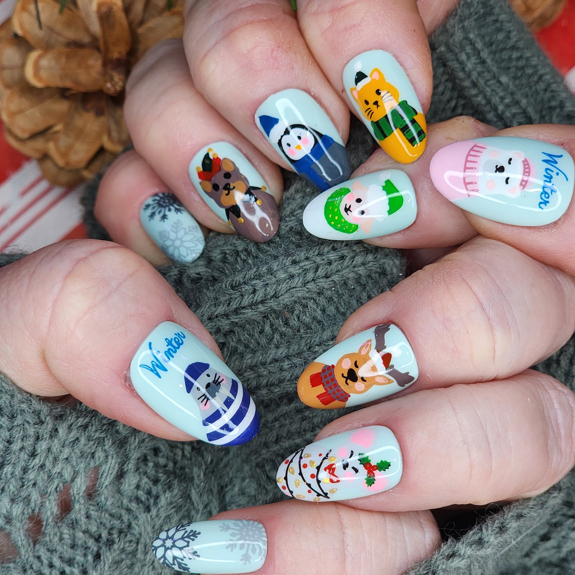 Winter Press-On Nails 
Reusable gel nail extensions
Cute Animal Nail art
Holiday Nail Designs
Cozy critter nail set
Winter themed nails
Bring festive charm to your fingertips with the Cozy Critters Winter Press On Nail set. Features adorable winter animals and snowflake designs on high-quality reusable gel extension. 